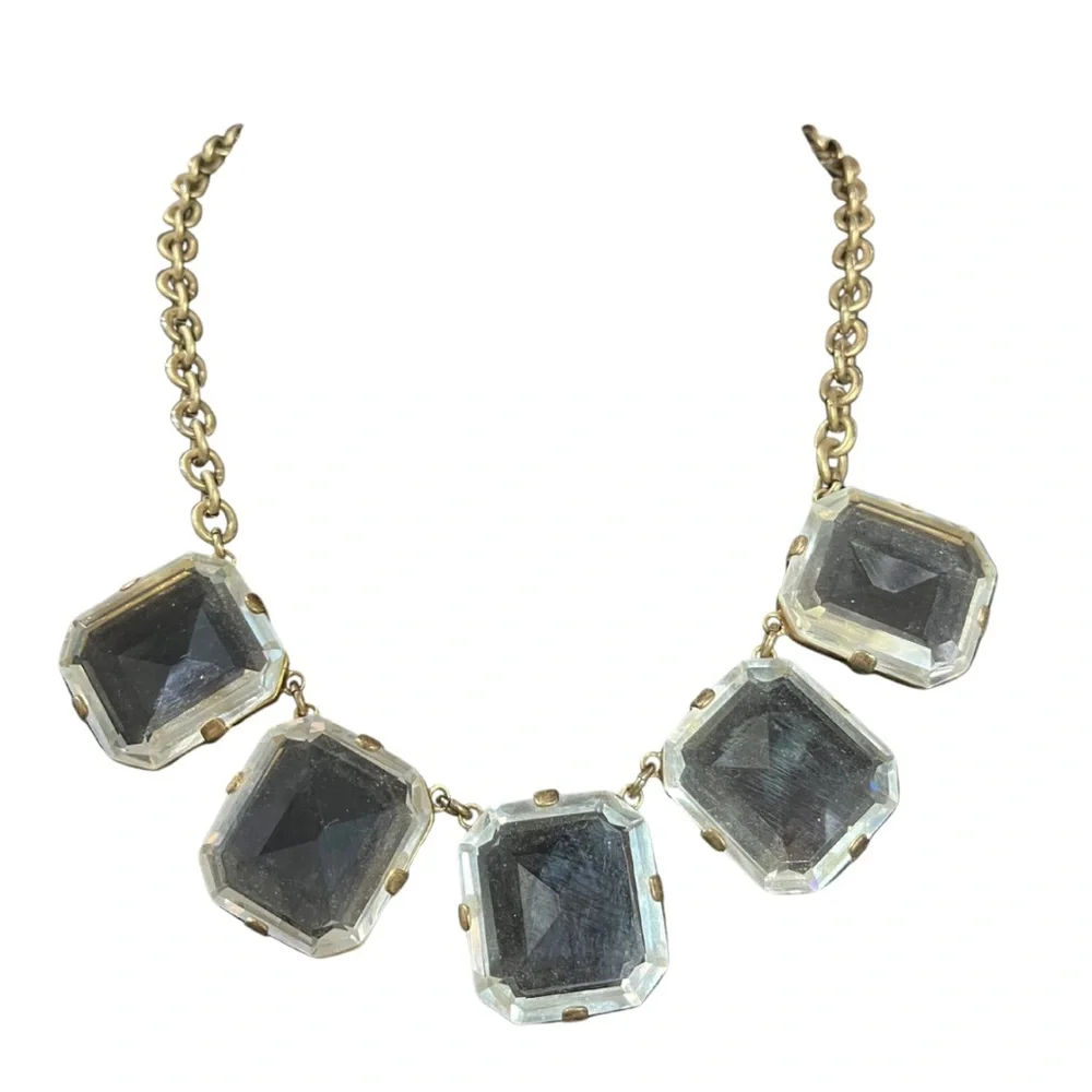 1085 J. Crew Gold and Crystal Necklace - Picture 2 of 3